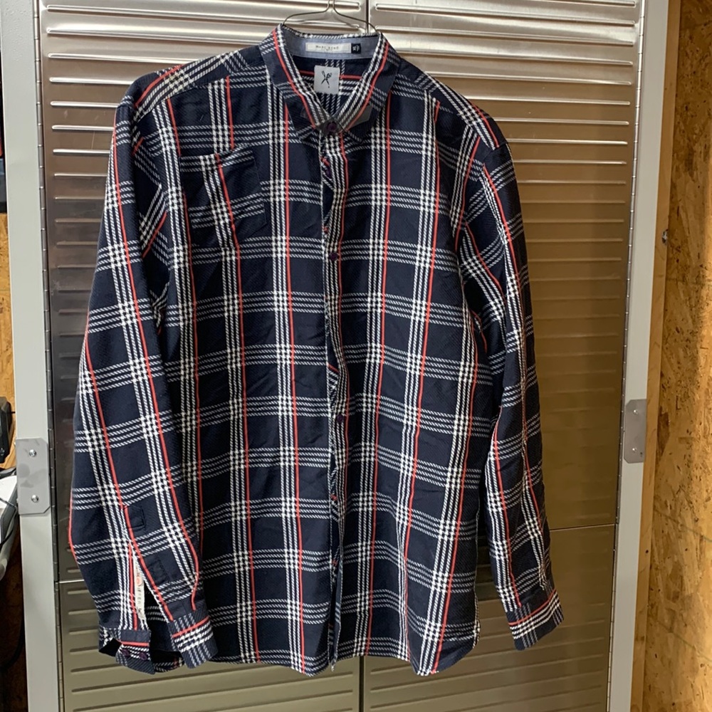 MARC ECKO - mens button down. XL. Blue. White. Red. Cut & sew